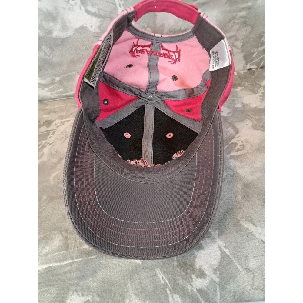 Womens Sequined Realtree Spell Out Pink Camo Hat Ball Cap